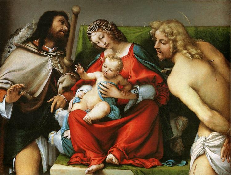 Lorenzo Lotto Madonna mit Hl. Rochus und Hl. Sebastian Germany oil painting art
